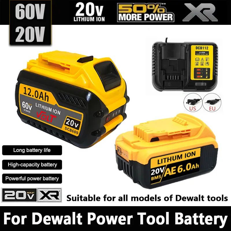 DEWALT 20V/60V 배터리 DCB606 DCB609 DCB182 DCB205 DCB206 DCB209 전동 공구용 정품 플렉스볼트 18V 배터리 6AH 9AH 배터리 🦾
