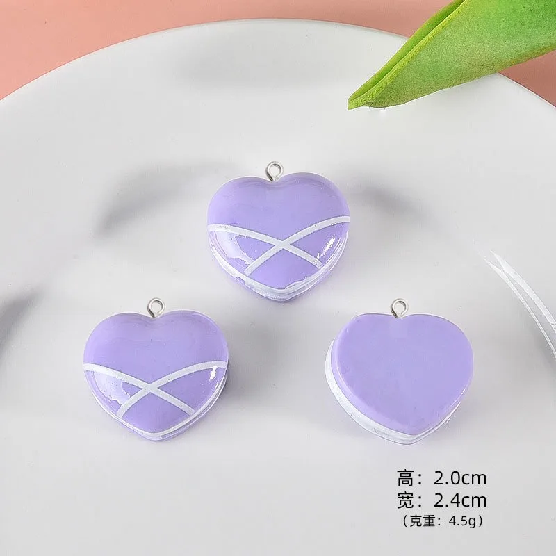 10Pcs Cute Heart Macaron Resin Charms Pendants Woman DIY Jewelry Making Earrings Necklaces Keychains Garment Accessories Hook