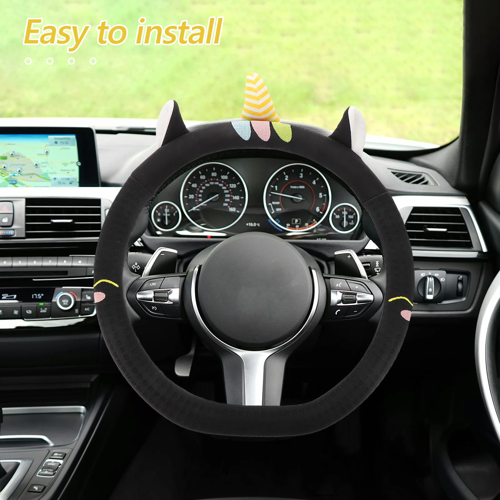 

Cute Steering Wheel Cover Universal Soft Breathable Non-Slip Car Steering Wheel Protector Kawaii Car Interior Accessories