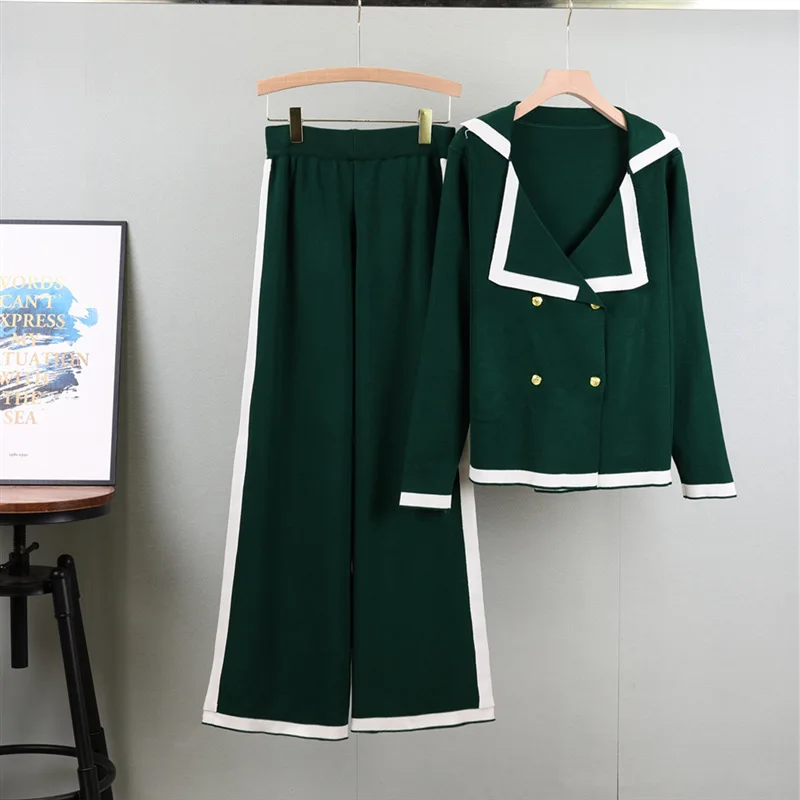

Temperament Lapel Cardigan Slim and Thin Wide-leg Pants Two-piece Set