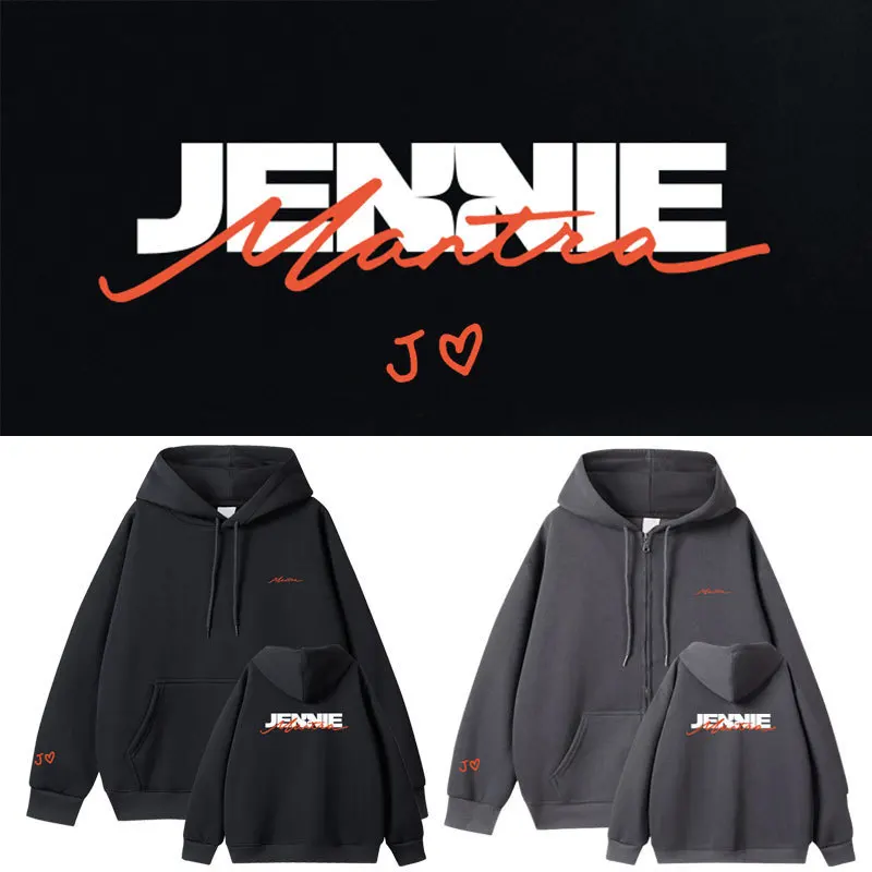 Kpop JENNIE 2024 Mantra Hoodies Fashion Popular Korean Street Loose Sweatshirt Autumn Hooded Pullover Men Women Zipper Hoodie