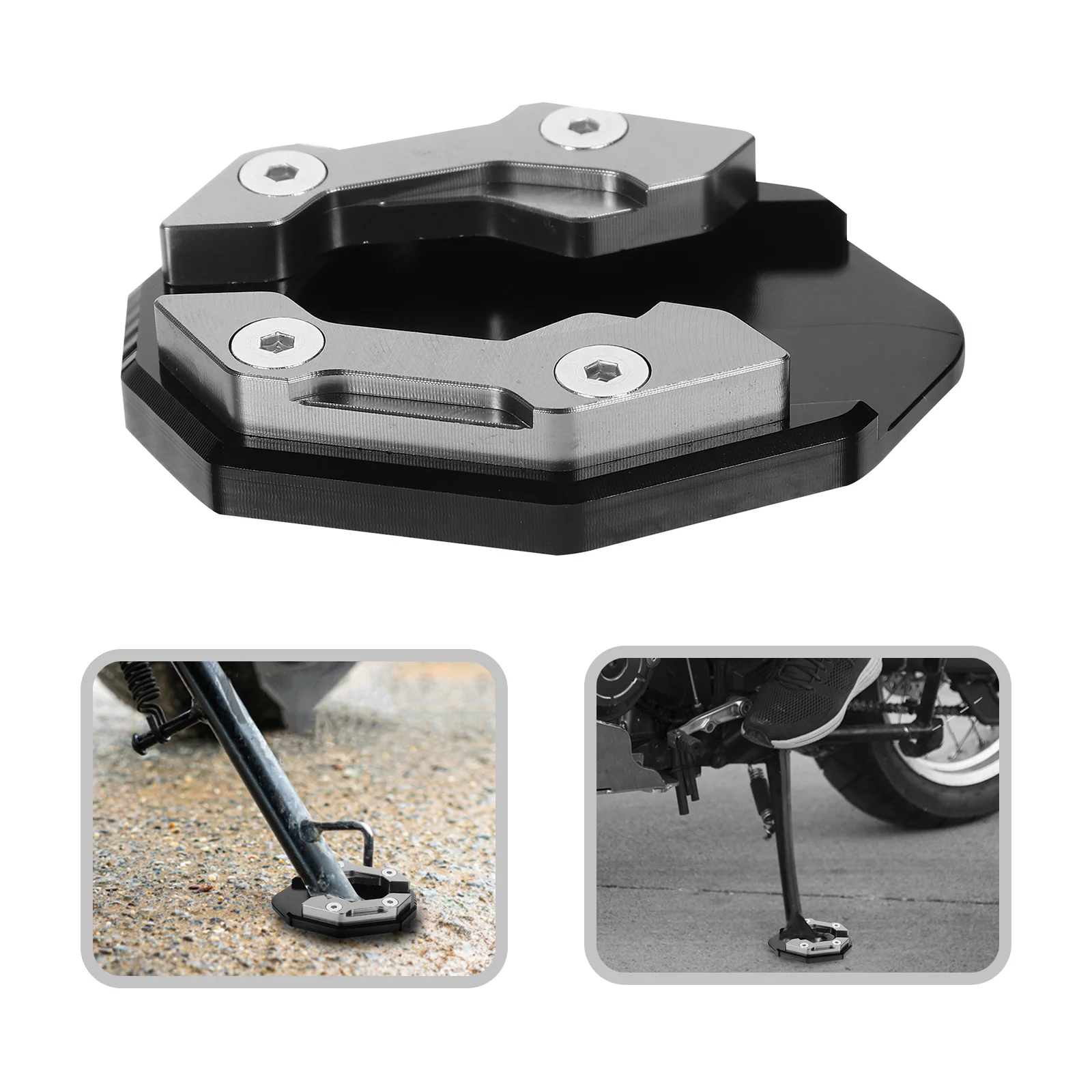 

Motorcycle Side Kickstand Pad Aluminum Alloy Lightweight Portable Side Stand Extension Plate Non-Slip Foot Support for All