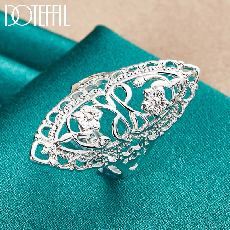 DOTEFFIL 925 Sterling Silver Hollow Carved Ring For Woman Man Fashion Wedding Engagement Party Gift Charm Jewelry