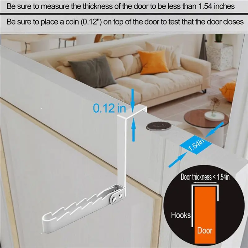 4 Pack Over The Door Hooks Hanger, Sturdy Foldable Over Door Drying Rack For Clothes, Coats, And Towels, White-B51B