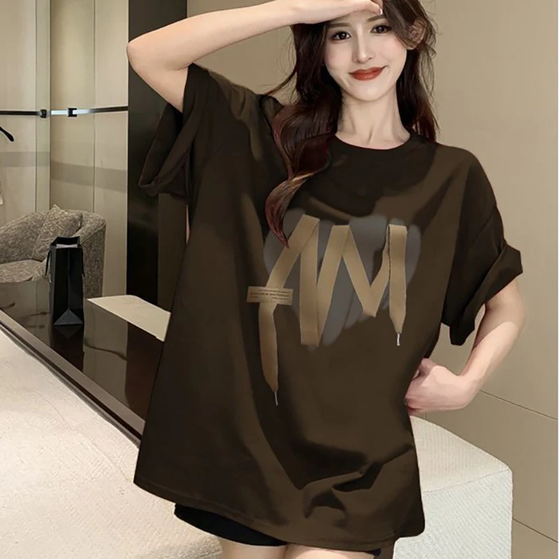 Fashion O-Neck Short Sleeve Printed Casual T-Shirts Female Clothing 2024 Summer New Loose Korean Tops All-match Tee Shirt