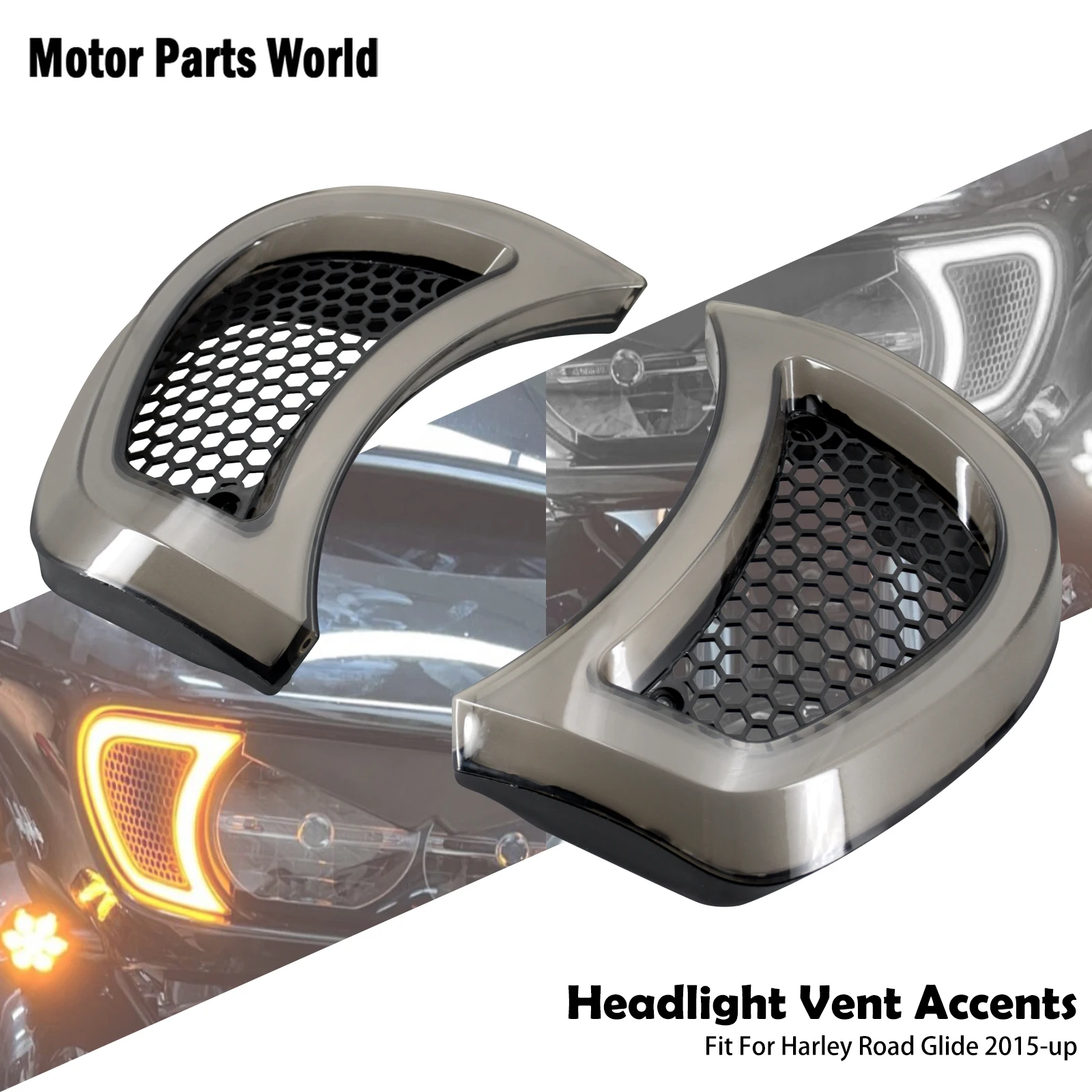 

Headlamp Vent Accent Motorcycle Headlight Turn Signal LED Indicator Side Lamp For Harley Touring Road Glide Ultra CVO 2015-2023
