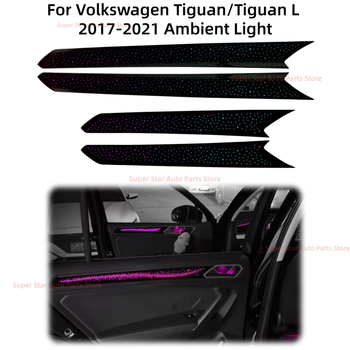 Car interior lighting For Volkswagen Tiguan/Tiguan L 2017-2021 Ambient Light Short axis Atmosphere Lamp upgrade Automobile parts