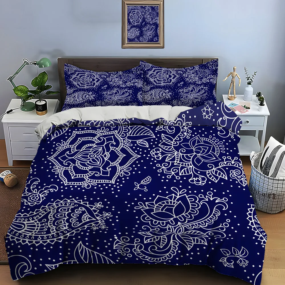 Mandala Paisley Retro Pattern Bedding Set for Kids Luxury Gift 3pcs Digital Print Comforter Set Soft Comfortable Breathable