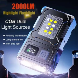 Multifunctional COB Flashlight Ajustable Angle LED Outdoor Torch Portable Keychain Light Magnetic Camping Warning Lamp Hot