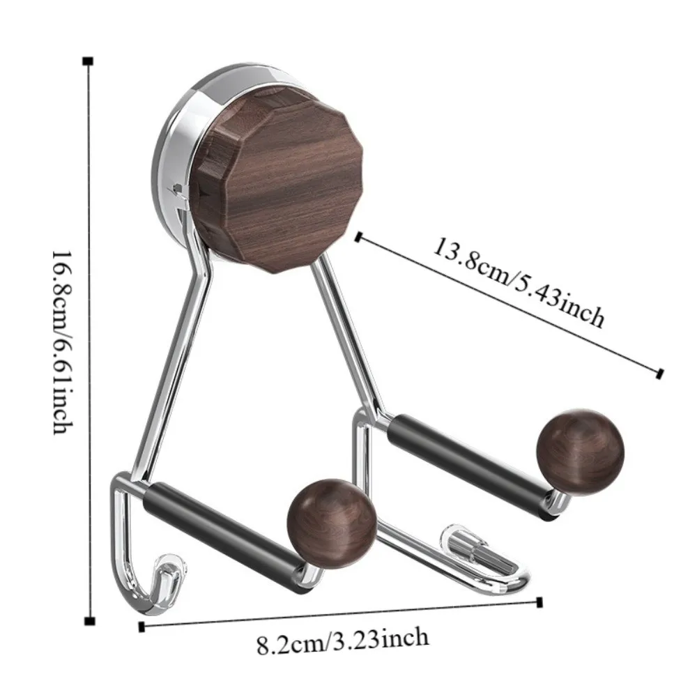Wall Mounted Hair Dryer Rack Suction Cup Style Space Saving Suction Cup Storage Rack Wood-Look Adjustable Hair Dryer Holder