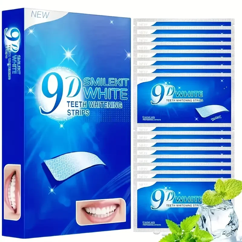 

9D сухие отбеливающие наклейки для зубов, ослепительная белая пленка для зубов, отдельные полоски для яркой улыбки - решение для отбеливания зубов