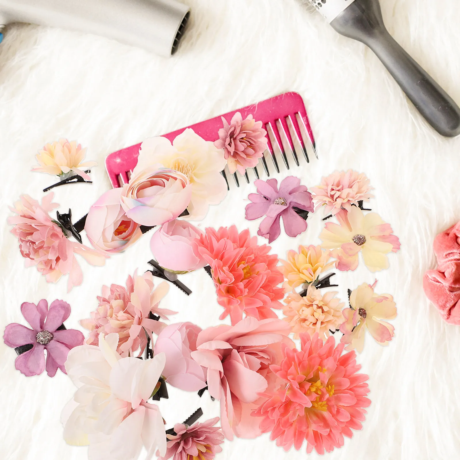 

21Pcs Flower Hair Clips 3D Floral Design Layered Petals Vivid Colors Elegant Hair Accessories for Women Girls Wedding Summer