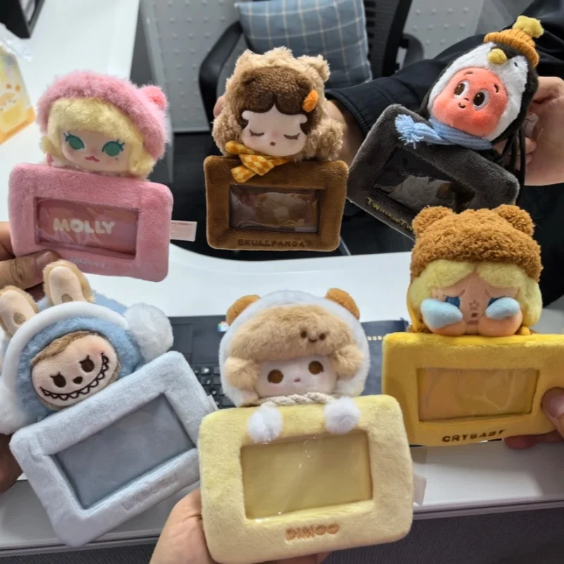 POPMART Labubu Dimoo Plush Card Holder Lanyard Fluffy Warm ID Badge Neck Strap Bag Charm Blind Box Peripheral Gift For Kids Fans