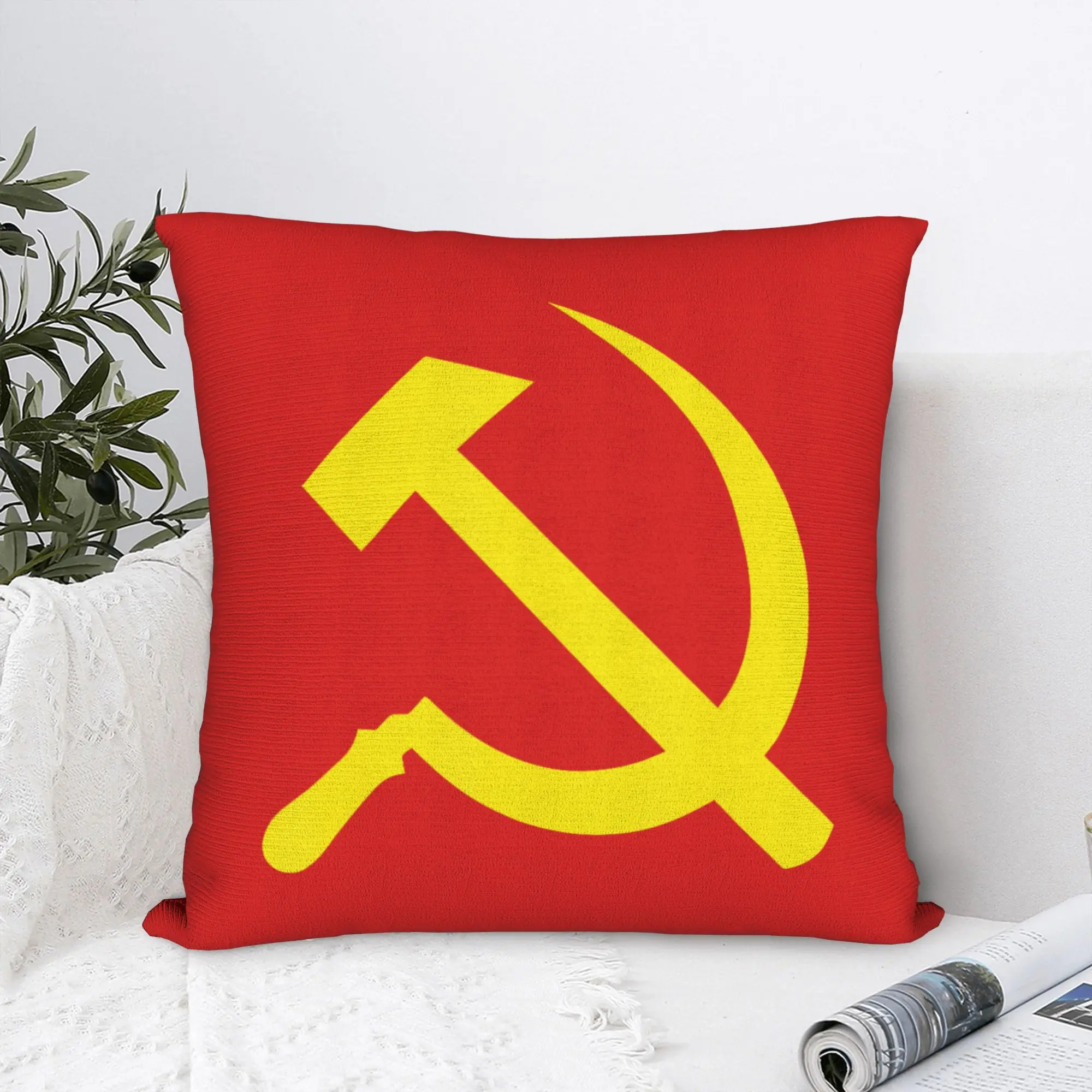 Hammer Sickle Soviet Union CCCP Pillowcase Soft Polyester Cushion Cover Decorations USSR Russian Throw Pillow Case Cover Square