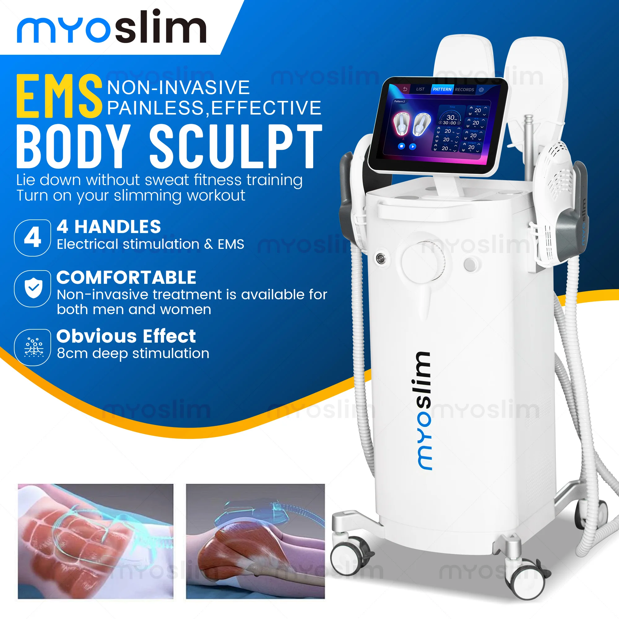 

CE certificate EMS Pro Body Sculpting NEO Body Slimming Muscle Stimulation Machine Professional 4 handles 6500W