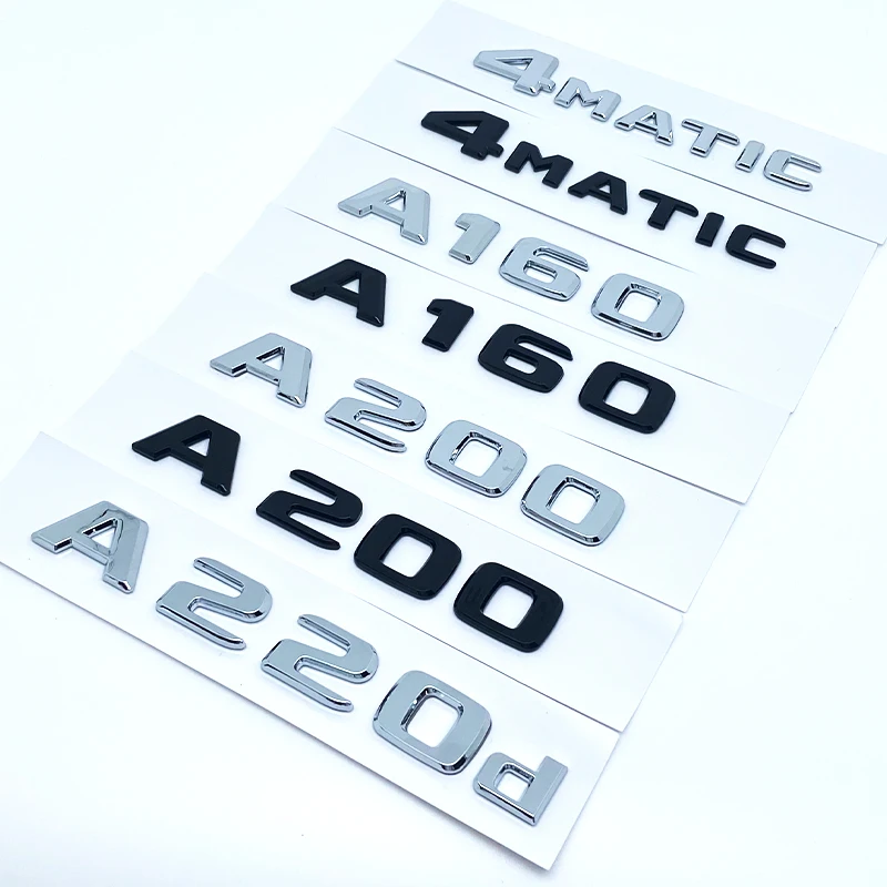 رسائل ثلاثية الأبعاد A160 A180 A200 A220 A250 A260 A180d A220d 4Matic شعار لملصق الشعار الخلفي لصندوق السيارة