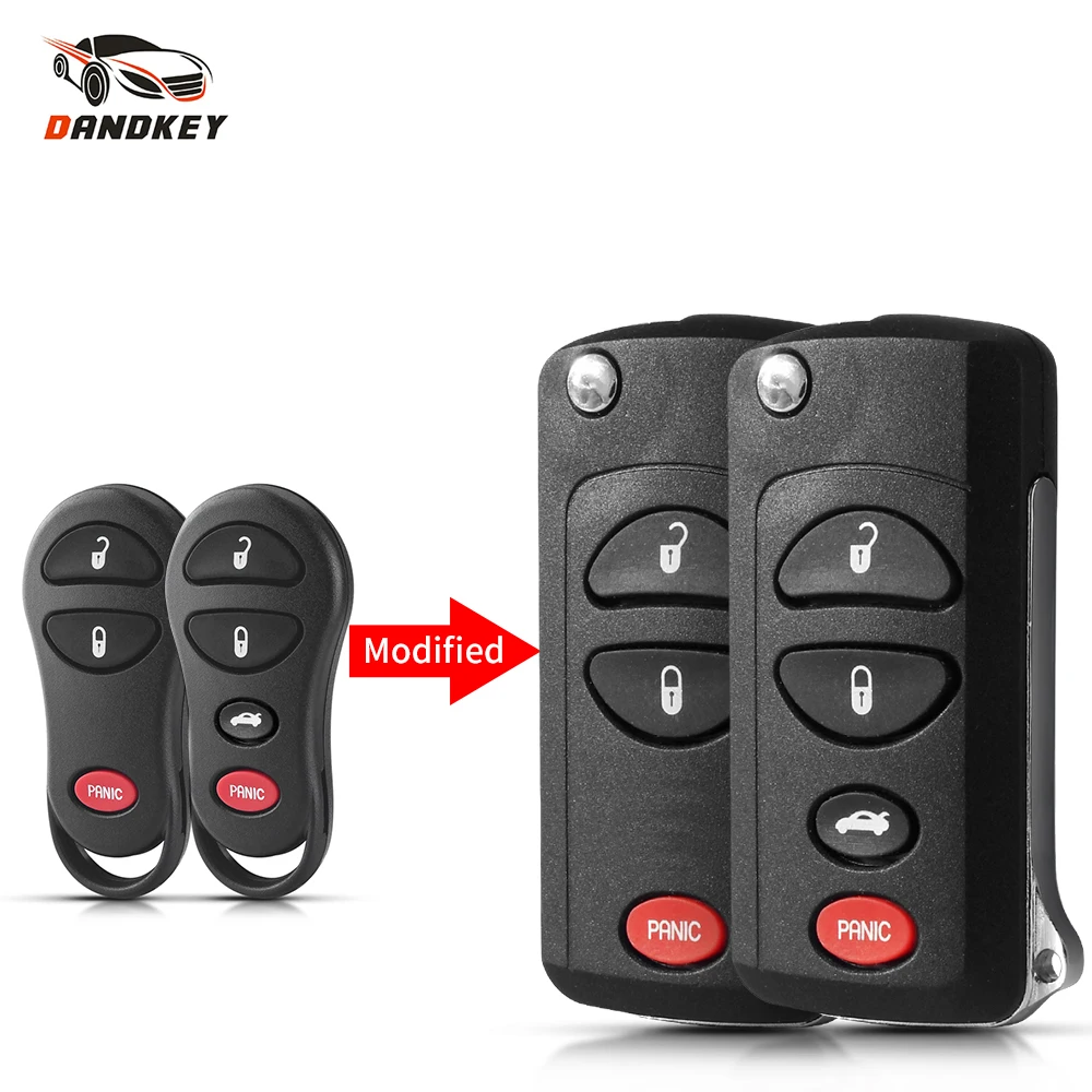 Dandkey 3/4 pulsanti modificato Flip Car Remote Key Shell Case per Jeep Liberty per Dodge Stratus Viper Chrysler Sebring Concorde