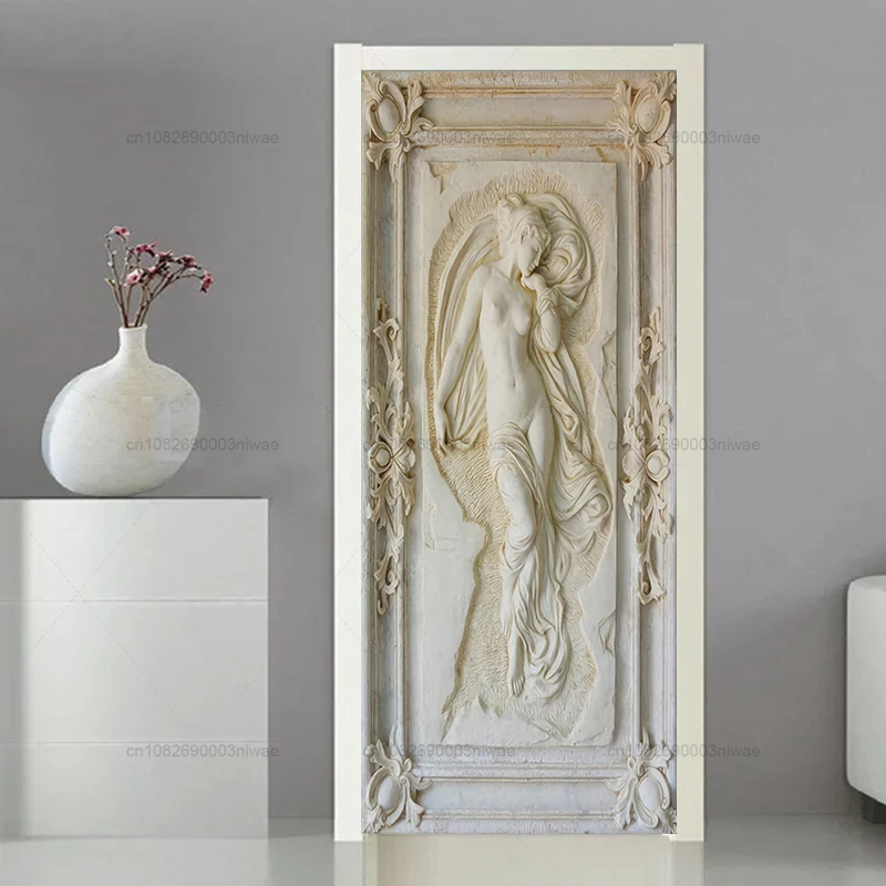 White European style door sticker, room decoration sticker, 3D wallpaper, PVC waterproof sticker