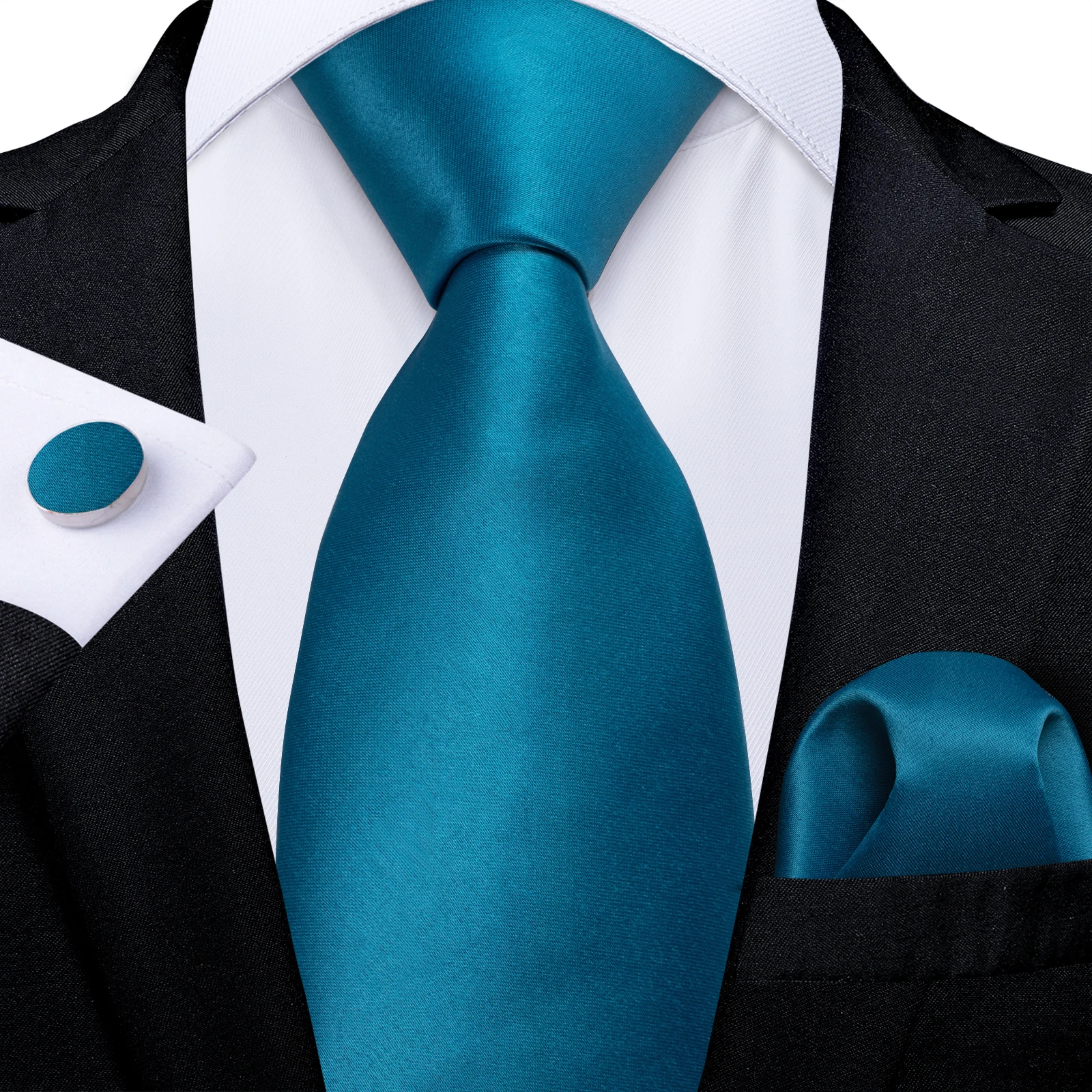 Olive Green Solid Ties for Men, Pocket Square Set