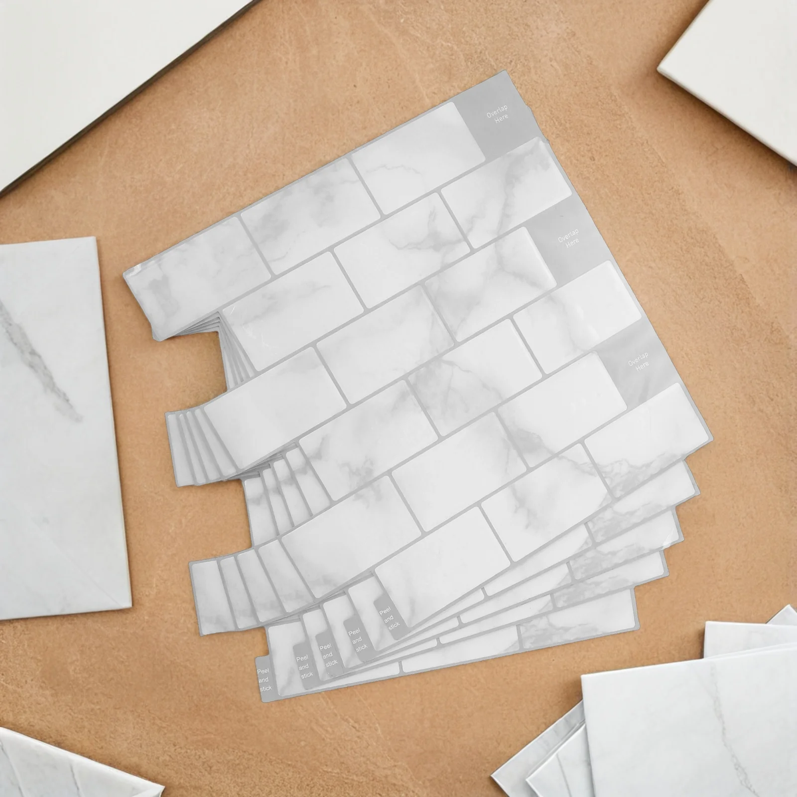 ملصقات حائط للمطبخ مقاومة للماء ومضادة للزيت بتأثير بلاط ثلاثي الأبعاد ورق حائط ذاتي اللصق لغرفة غسيل الحمام #4