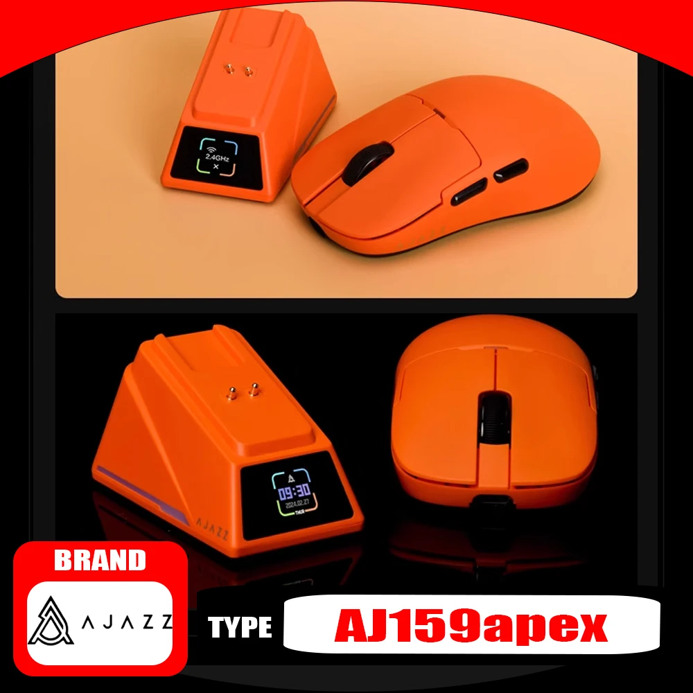 Ajazz Aj159 Apex Wireless Mouse Paw3950 Three Mode Charging Base 8K Gaming Mouse 400mah Lightweight Pc Gamer Accessories Office