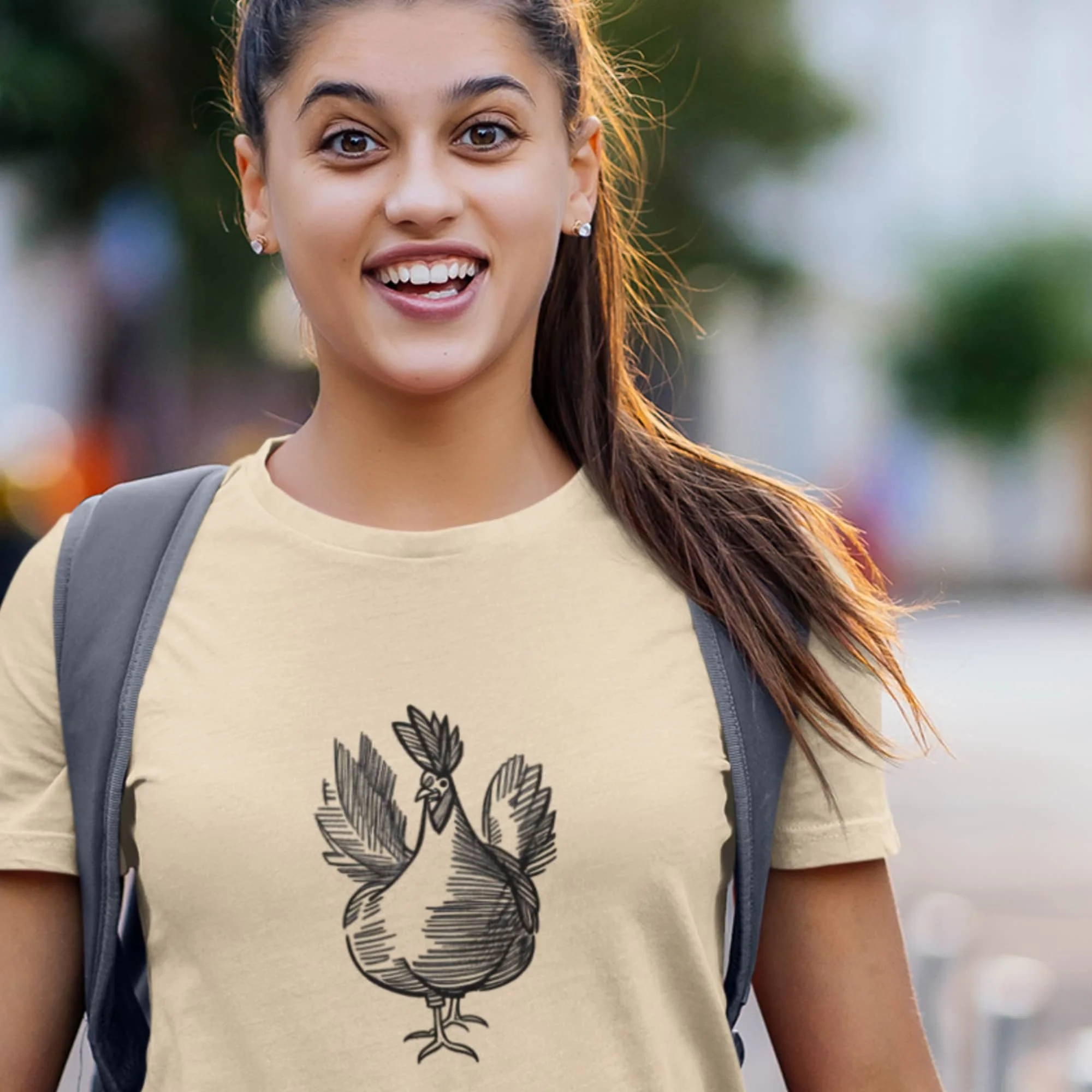 Charcoal Chicken Premium Bella Canvas T Shirt Cartoon Bird Imagery Fun Comic Book Style Drawing Simple Cute Animal Illustration