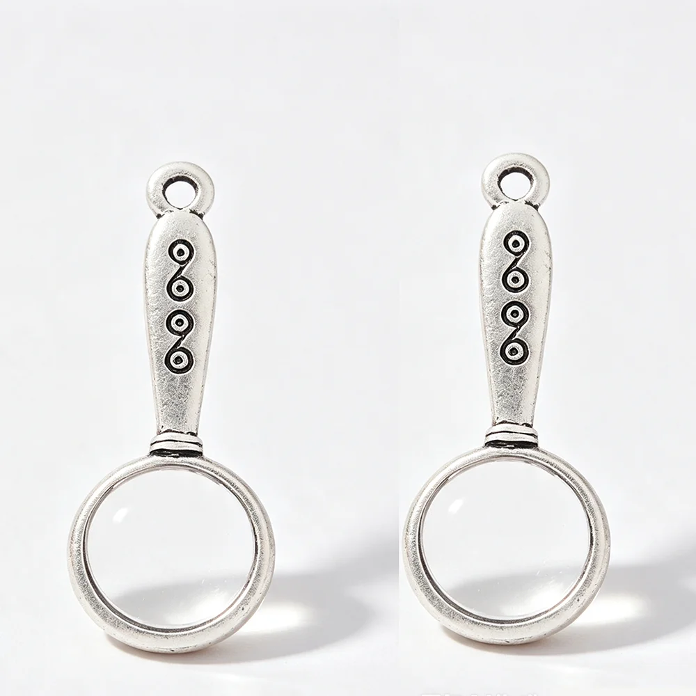 Vintage Silver Color Mini Magnifying Glass Charms Fit DIY Pendants Jewelry Making Accessories , 10PCS