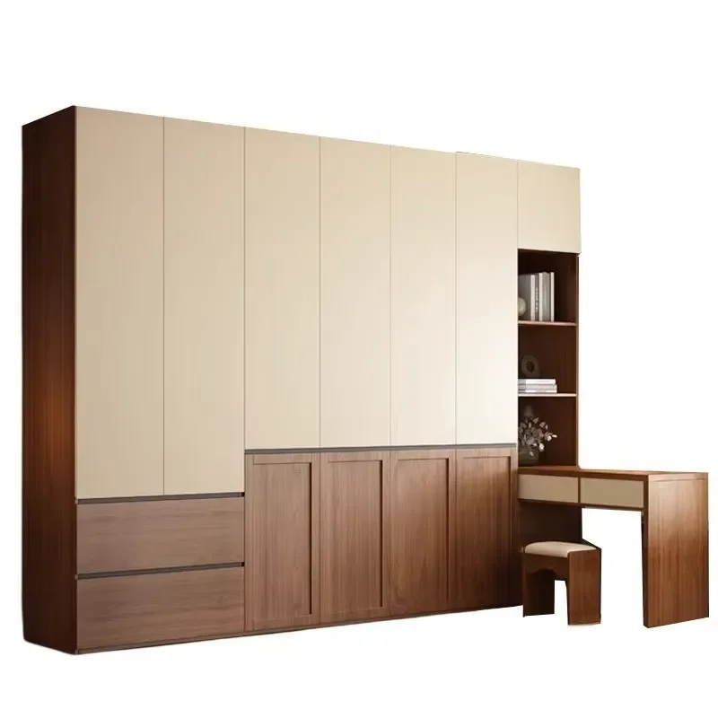 for Medieval Style Segmented Solid Wood Rattan Wardrobe One Door to Top Free Handle Modern Simple European Pine Board