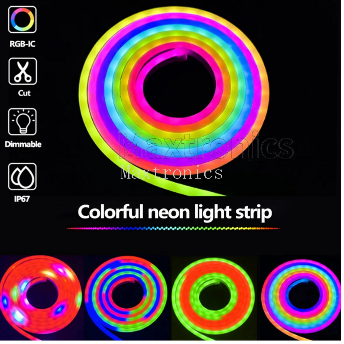 1M-3M DC5V RGBIC Neon LED Strip Light Bluetooth APP Control USB Plug IP67 Neon Sign Tape For Room Wall Decor 60LED/M Fairy Light