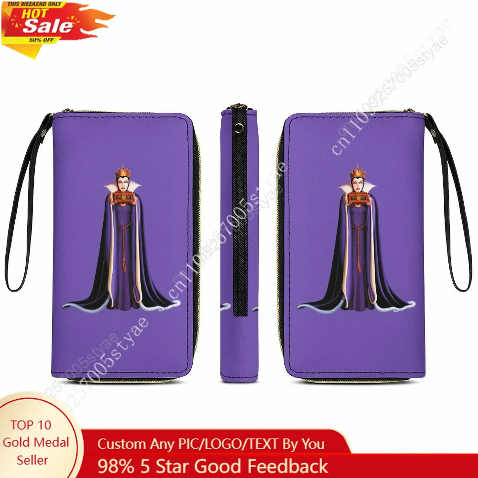 

The Evil Queen Leather Wallet Disney Licensed Customizable Personalized Design Your Pattern Portable Purse Double-sided Printing