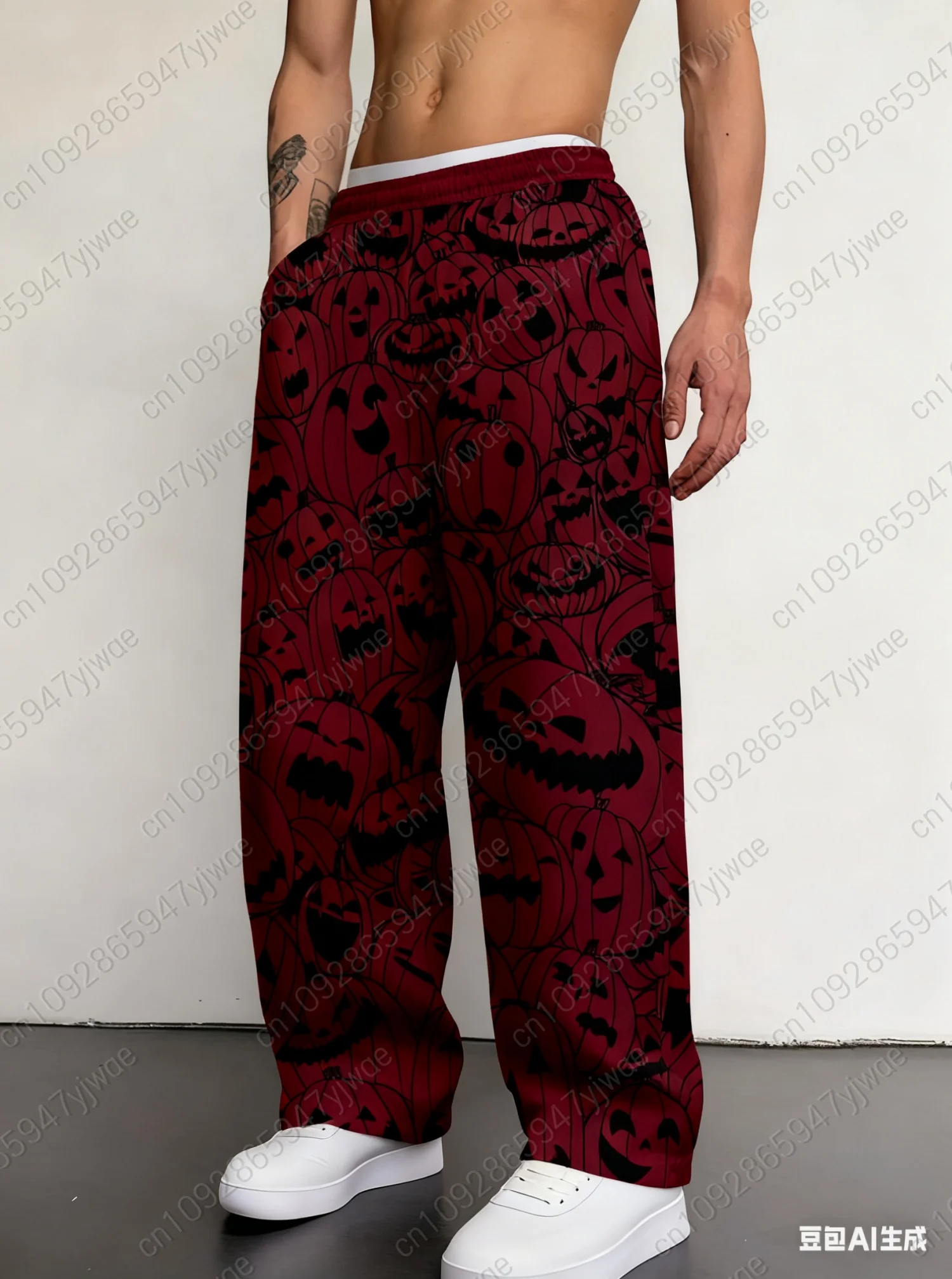 2025 Mens Halloween Pumpkin Print Joggers Pajamas Adult Pants Pajamas Pants Casual Daily Long Pants Men Women Pajamas Trouser