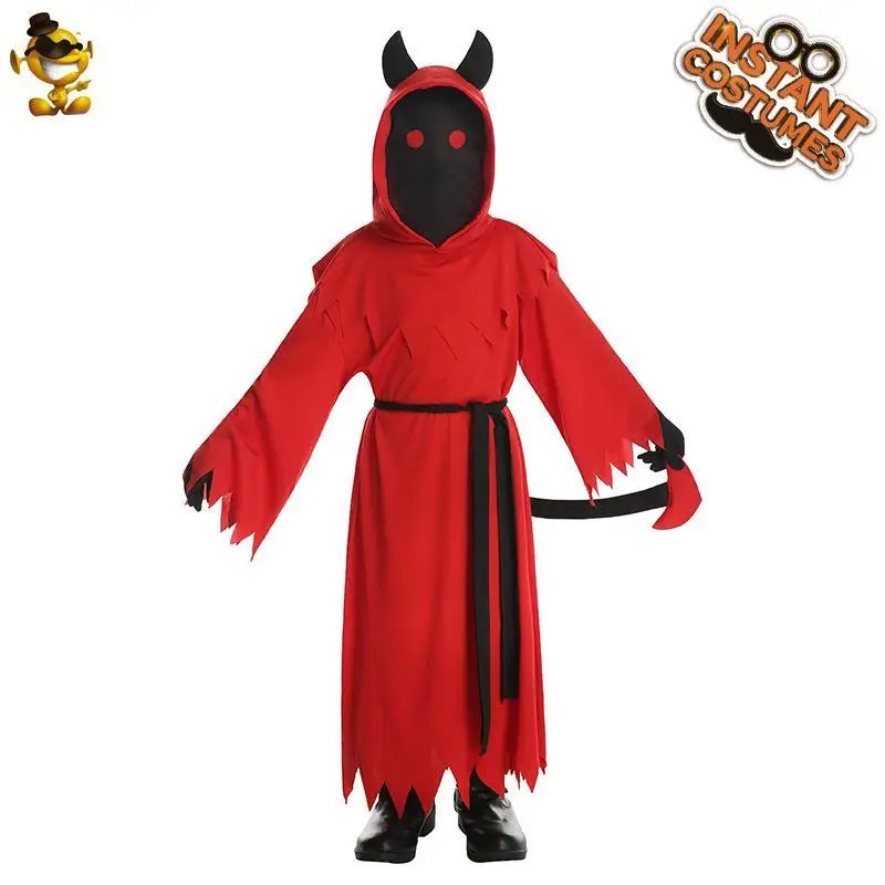 

Детский костюм красного дьявола на Хэллоуин, одежда для выступлений на сцене, платье KTV из искусственного материала, подходит для осени 2025 года