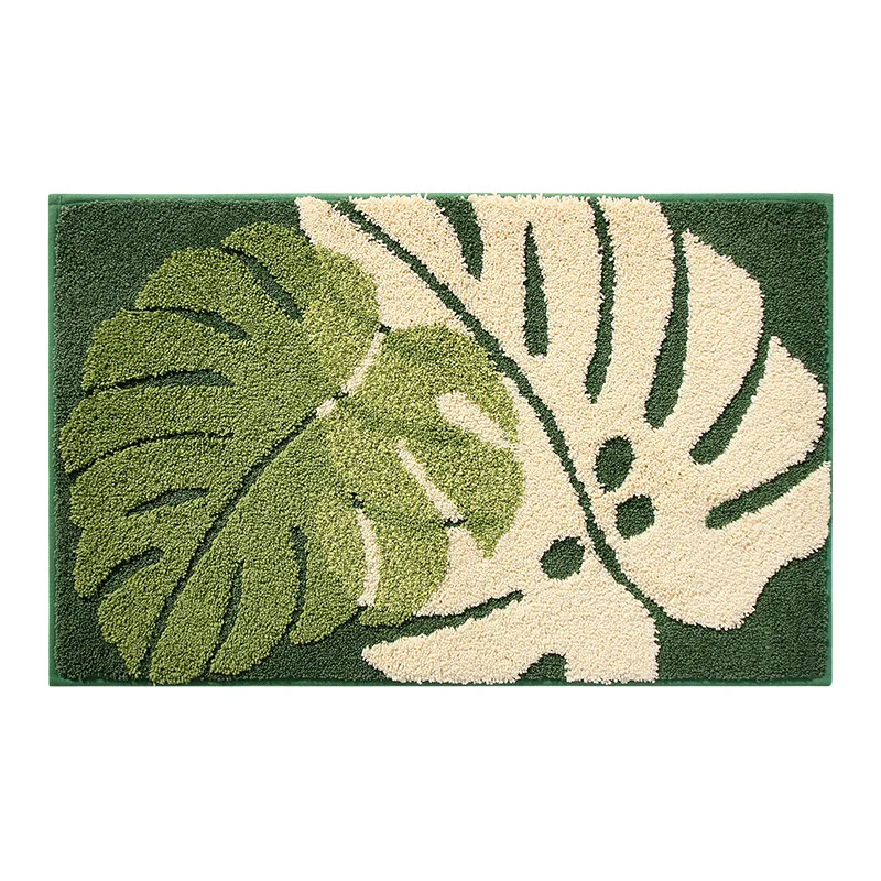 Leaves Non-Slip Bath Floor Mat Bathroom Fluffy Cashmere Absorbent Soft Rug Pad Children Room Carpet Carpet Home Decor Floor Mats