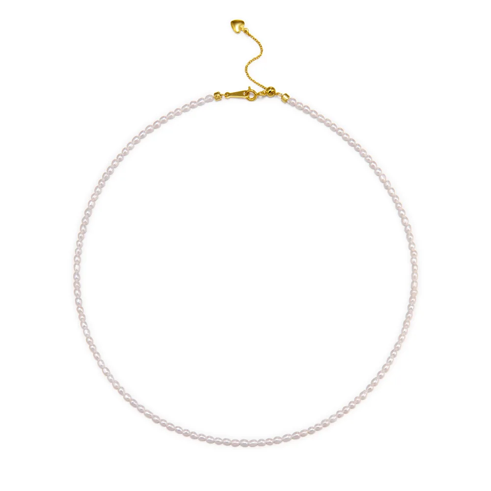 

YWYC High Quality 2-3mm Mini Rice Shape Freshwater Pearl Necklaces for Women 40cm+4cm Adjustable Women Necklaces Jewelry Gift