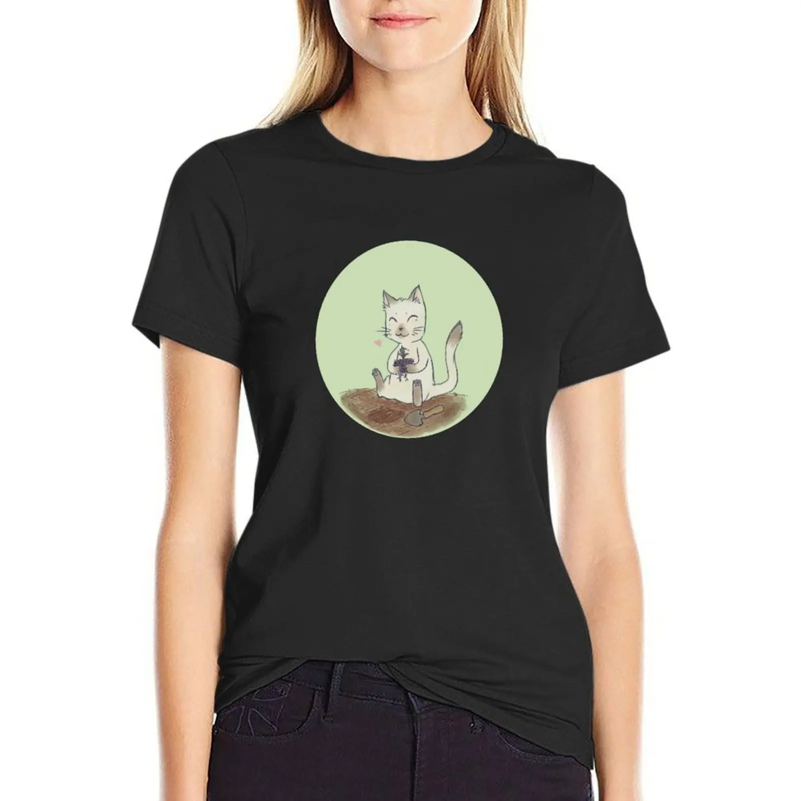 Garden Cat T-Shirt anime clothes graphics t-shirts for Women graphic tees