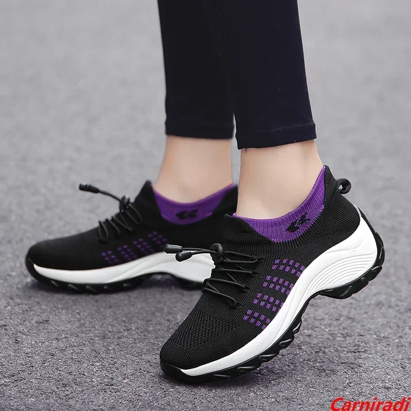 

Thick Bottom Height Increase Casual Shoes Women Baskets Socks Wedge Plattorm Sneakers Ladies Non-slip Walking Jogging Shoes 42