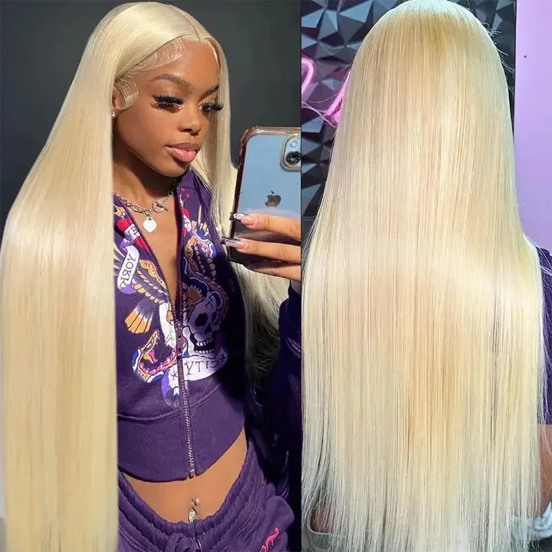 613 13x6 Lace Front Blonde Wig Human Hair Straight Blonde 13x4 HD Transparent Lace Front Wigs Human Hair 613 Honey Blonde Wigs 220% Density human hair pre plucked