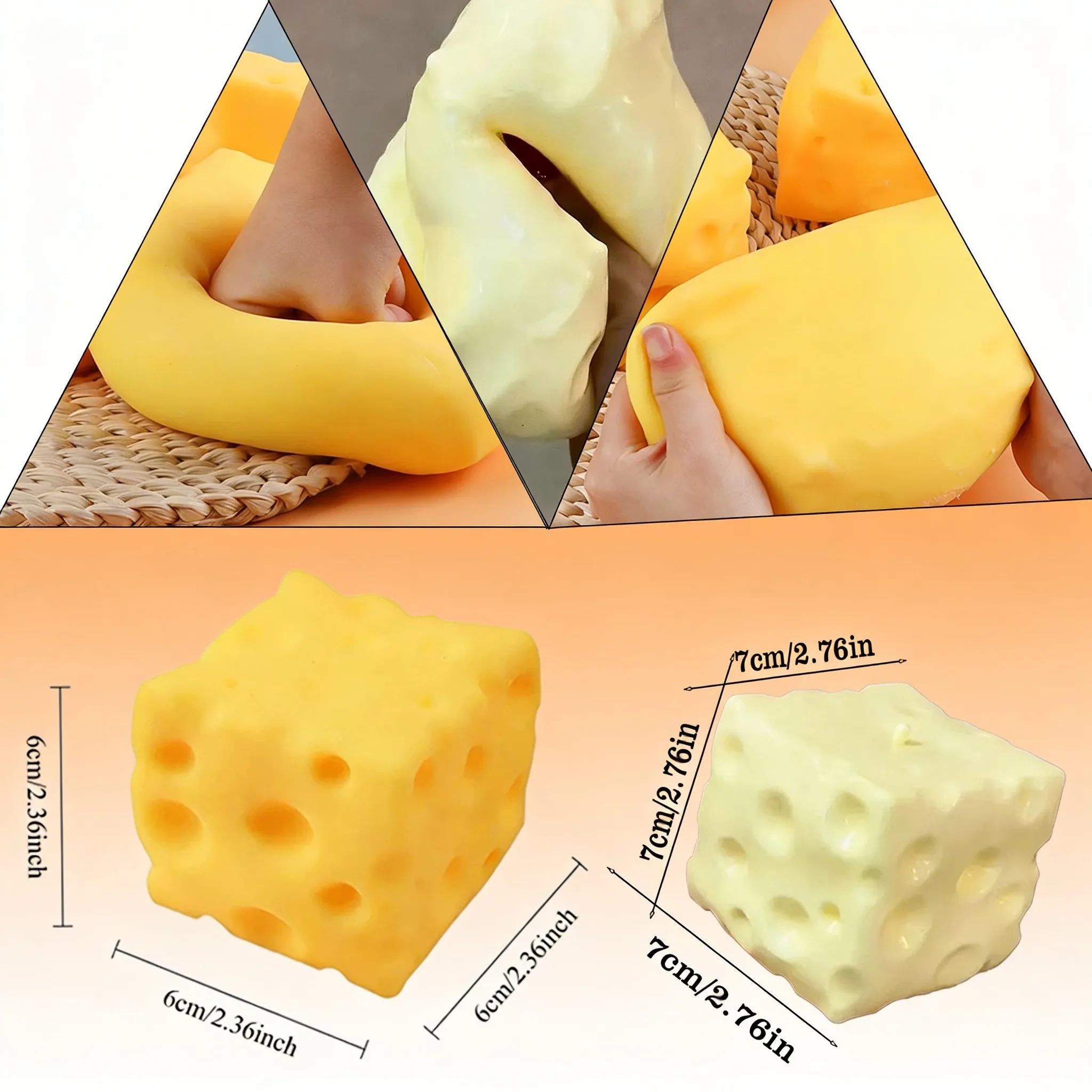 

Большой антистрессовый мяч-кубик в форме сыра, формуемый, не прыгающий, сенсорная игрушка-антистресс, подарок для фестиваля, ASMR