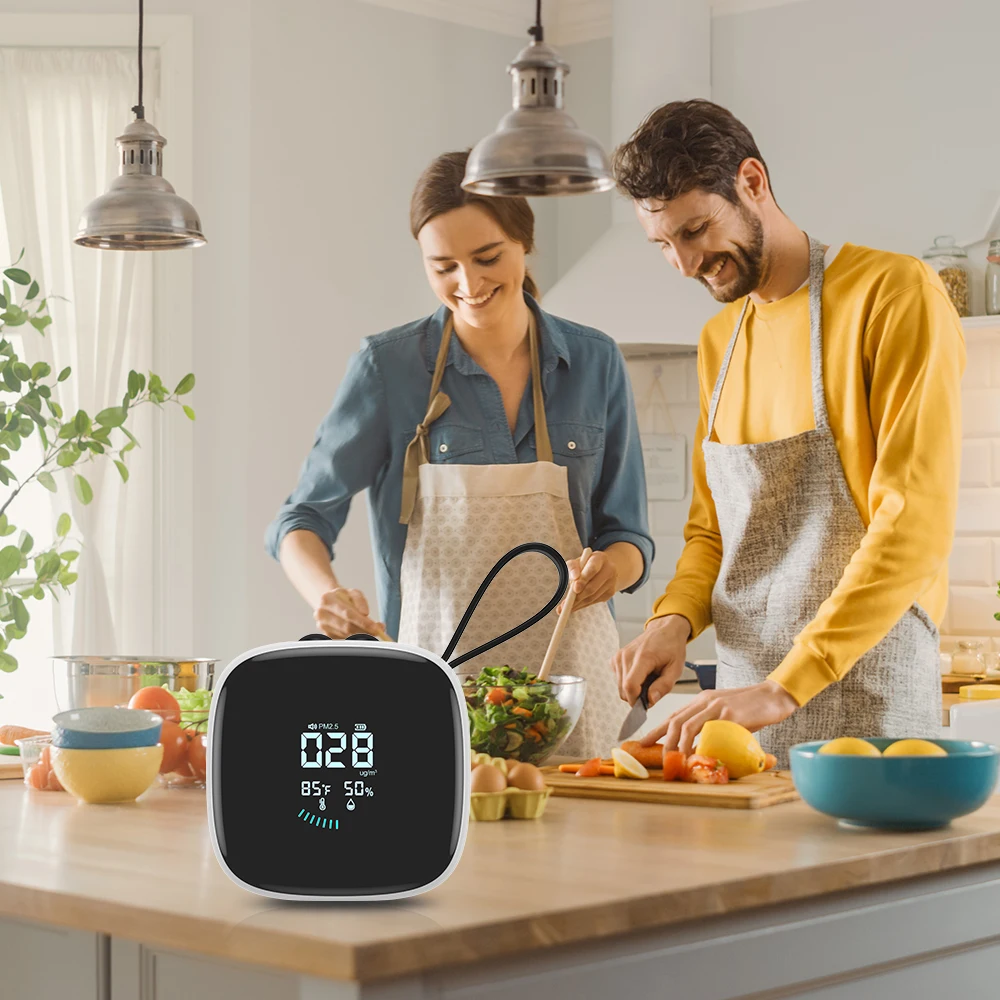 Mini PM2.5 Detector and Temperature & Humidity Meter Gas Analyzer ABS LCD Display 1 Year