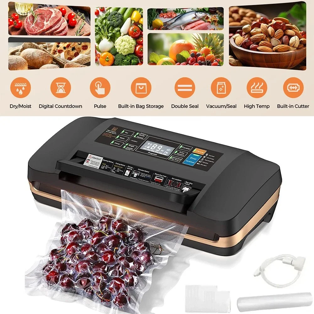 

Вакуумный упаковщик с двойным насосом, автоматический упаковщик пластика, сухой и влажный упаковщик двойного назначения, машина для сохранения свежести пищевых продуктов, 85 кПа