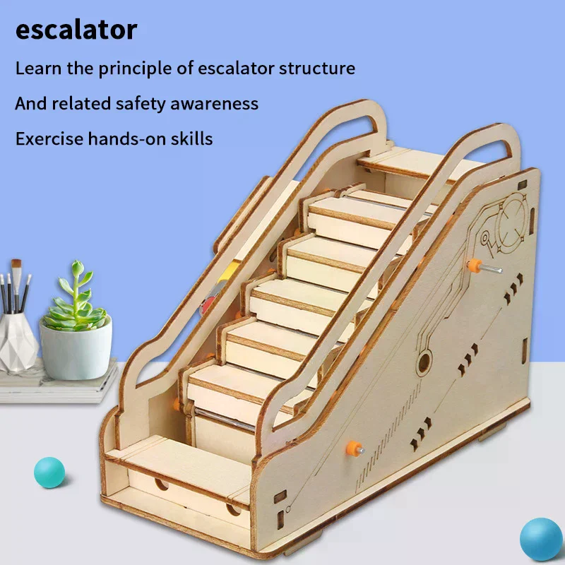 

1Set 3D Wood Escalator Science Experiment Kit DIY Science Experiment Educational Toy School Students Physics Equipment Supplies
