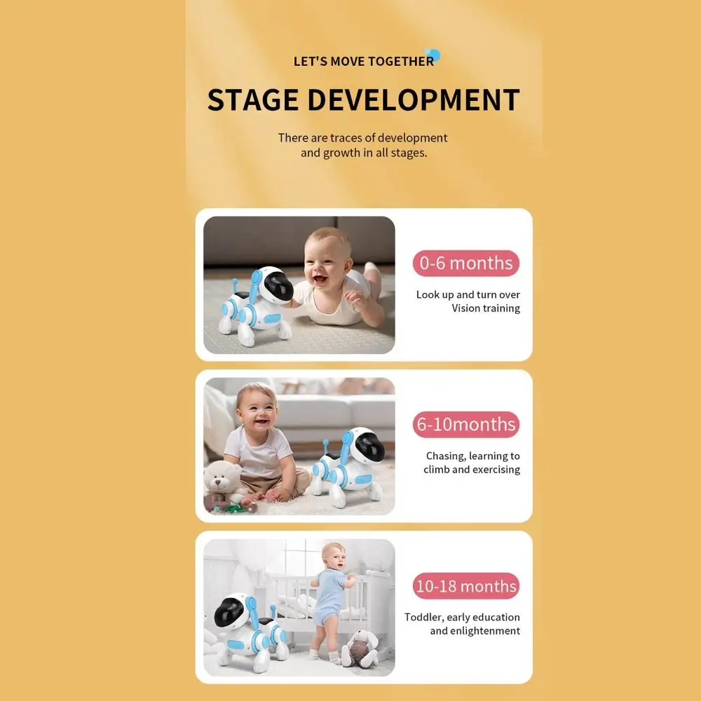 2024年 電子歩行犬のおもちゃ ライトと音楽付き インタラクティブスマートインタラクティブロボット犬 シミュレーションクロール犬のおもちゃ