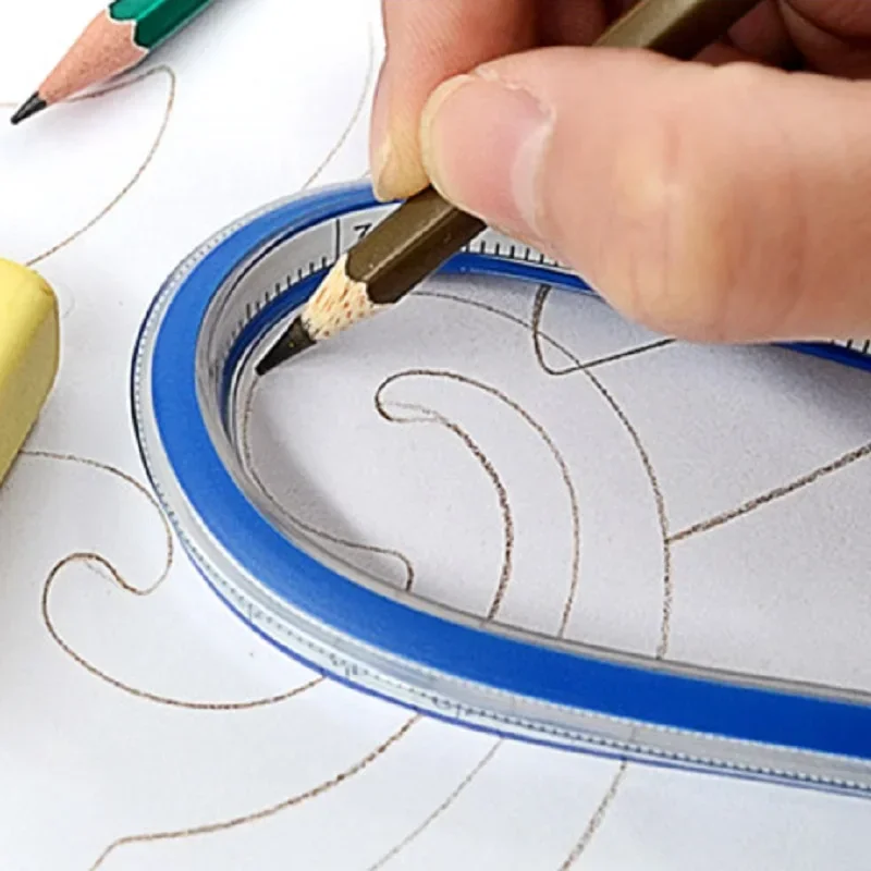 1Pc Flexible Curve Ruler Drafting Drawing Tool Snake Shaped Ruler Flex Curved Ruler Quilting School Office Supplies