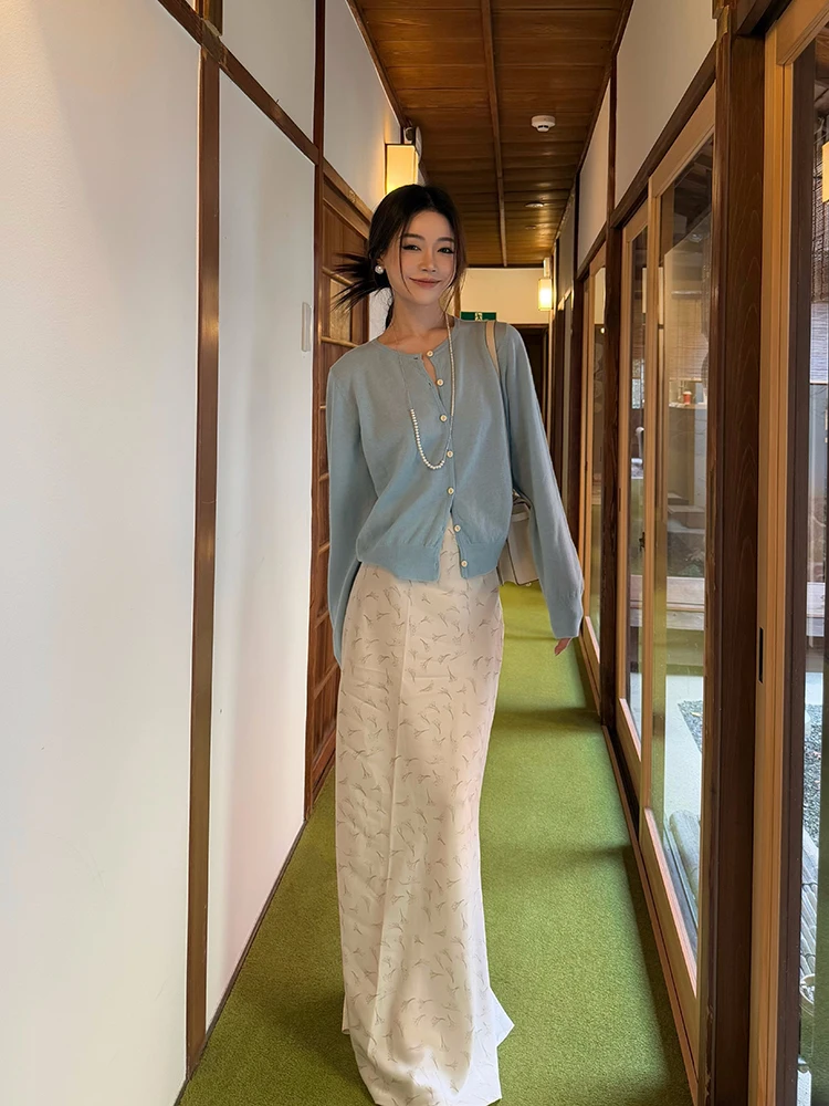 

Ele High Waist Satin Floral Print Fi Tail Skirt Long f Body Skirt Dra Polyester Fabric Spring 2025 Women's Faion