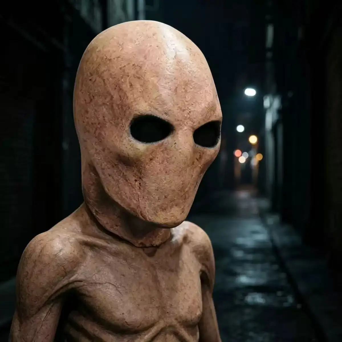 Horror Faceless Alien Cosplay Mask Soft Latex Full Face Helmet, Creepy Monster Mask For Halloween Masquerade Party Costume