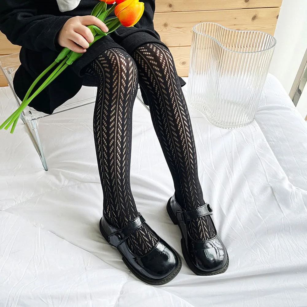 

Princess Pantyhose Pure Cotton Girls Tights Breathable Mesh White Black Girls Stocking 's Pantyhose Summer