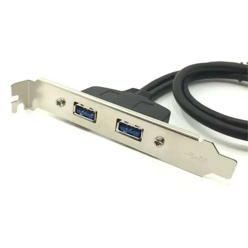 USB 3.0 마더보드 19/20 핀 헤더-2 포트 USB 3.0 Tyep A 데스크탑 PCI-e 프로파일용 암 케이블(후면 PCI 브래킷 패널 포함)
