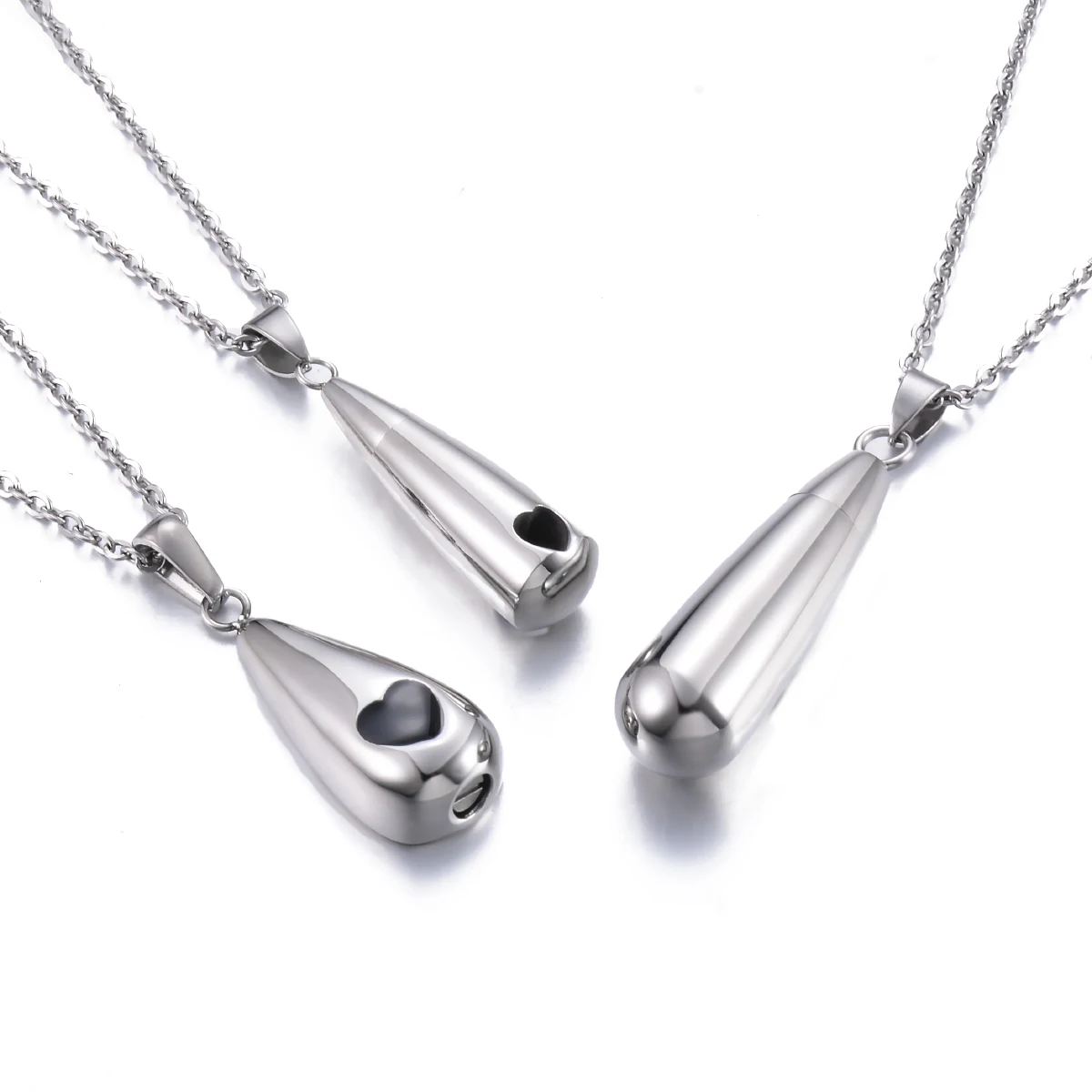 1pc Tear Drop Keepsake Ashes Urn Pendant Memorial Heart Necklace with Screw Open and Close Cremation Jewelry