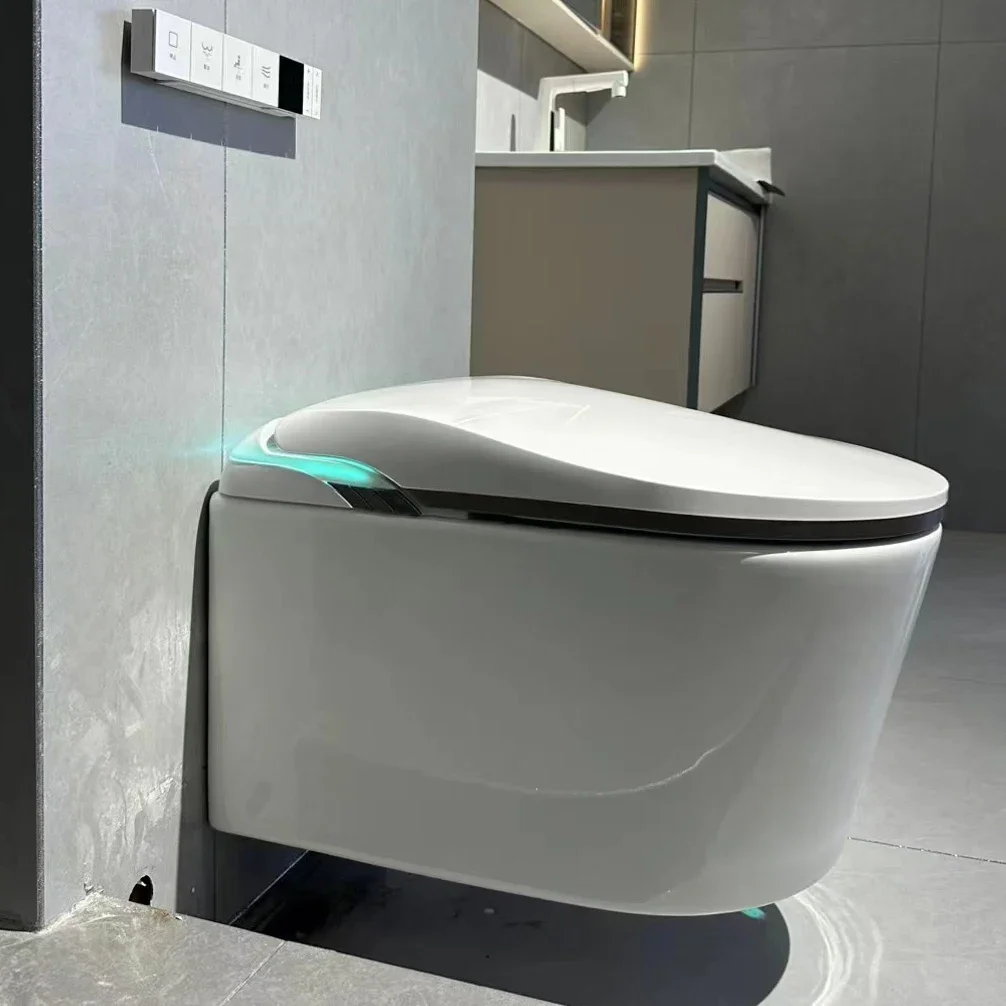 Hidde Water Tank Intelligent Sanitary Ware Wall Mounted Water Closet Bathroom Ceramic Smart Wall Hung Toilet Bowl image 6