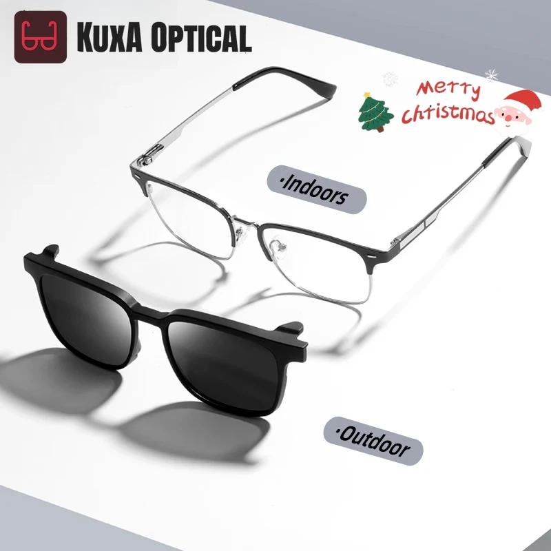 

KUXA 2025 новые очки с магнитной клипсой для мужчин, поляризационные солнцезащитные очки для вождения и рыбалки, женские очки для близорукости на заказ, очки по рецепту